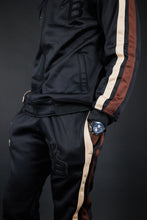 Load image into Gallery viewer, Twin Stripe Badge Joggers - Black/Beige/Mocha
